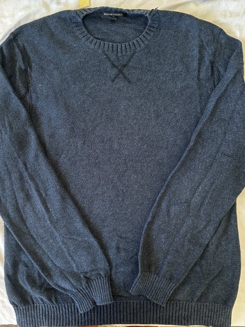 Banana Republic Men Navy Blue 100% Cotton Sweater size L